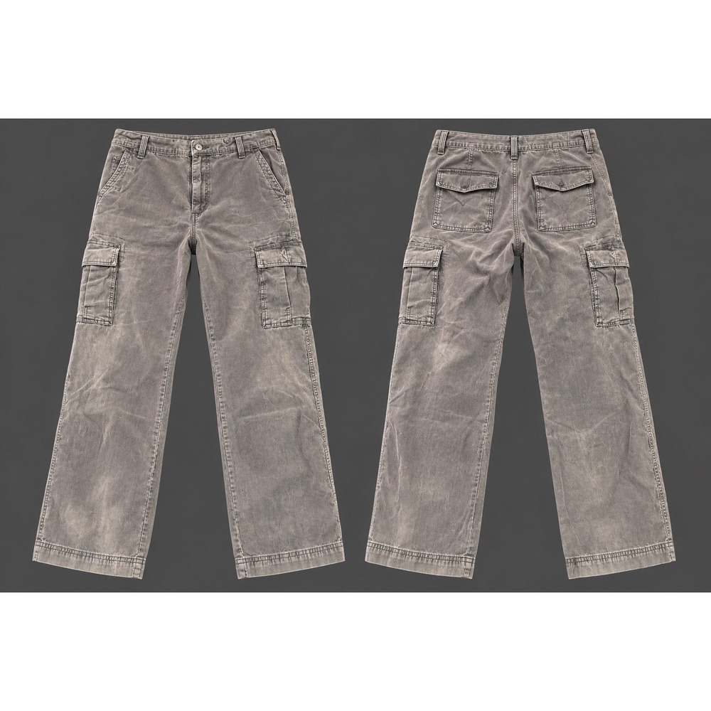Levi's Cargo Pants Mens 38x32 GRAY Loose WIDE LEG Corduroy Pockets Casual